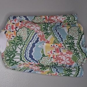 Alfred Dunner Cardigan Sweater Women’s Sz Medium Pastel Palm Tree Villa Spring